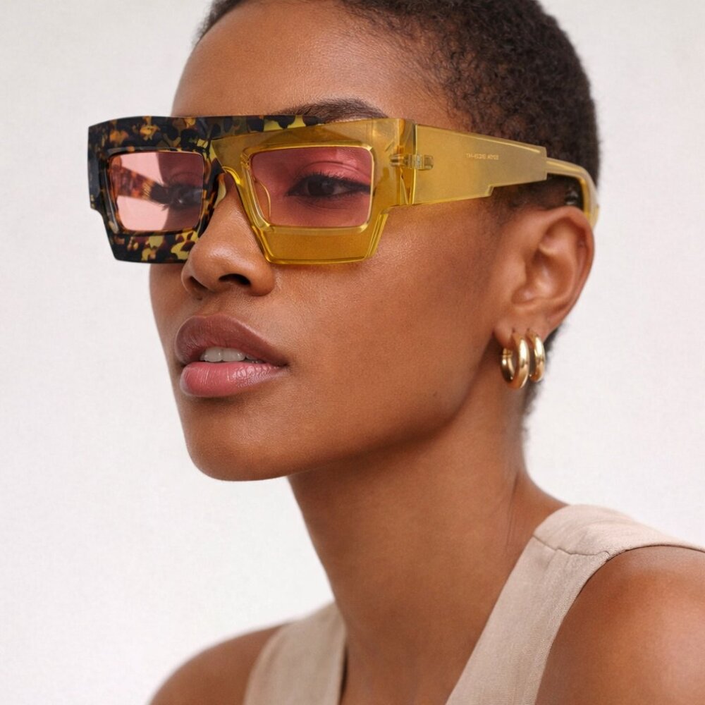 Glow Getter Specs - Solar Flare Flat Top Irregular Square Sunglasses